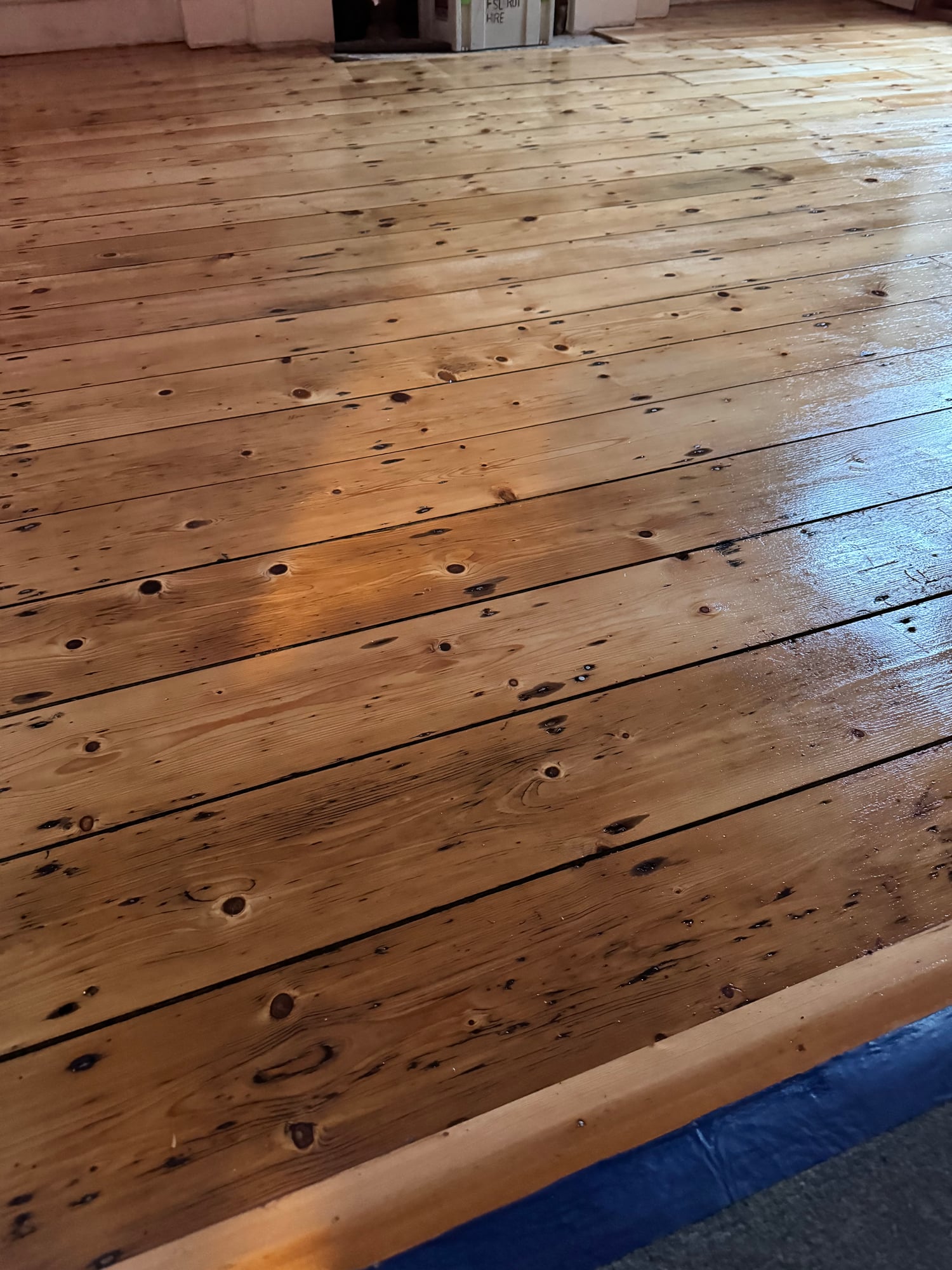 Sanded and sealed pine floorboards in a Balham property
